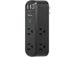 USB Outlet Extender Surge Protector - مع قابس دوار ، 1800 جول ، 6 منافذ تيار متردد متعدد التوصيل و 3 منافذ USB (1 USB C) ، شريط طاقة دوار من 3 جوانب مع مقسم مخرج متباعد للمنزل والمكتب والسفر