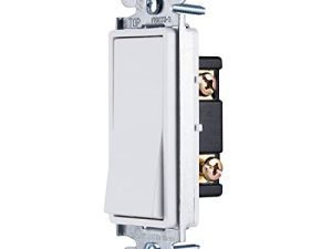 GE Grounding Paddle Rocker Switch ، عمود واحد ، بديل لمفتاح الطاقة للتشغيل / الإيقاف في الجدار لمراوح السقف والمصابيح ، 15 أمبير ، رائع للمنزل والمكتب والمطبخ ، مدرج في قوائم UL ، أبيض ، 50726