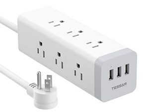 واقي عرام لشريط الطاقة مع USB ، سلك تمديد TESSAN 6.5 FT مع 9 منافذ 3 منافذ USB 1050J ، محطة شحن مكتبية قابلة للتثبيت ذات قابس مسطح 3 شقوق 15A 1875W للداخلية والمكتب وأساسيات النوم