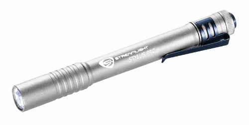 Streamlight 66121 Stylus Pro 100-Lumen Penlight مع LED أبيض و 2 بطاريات قلوية AAA ، فضي Streamlight 66121 Stylus Pro 100-Lumen Penlight مع LED أبيض و 2 بطاريات قلوية AAA ، فضي