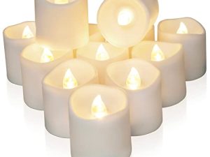 شموع نذيرة LED عديمة اللهب بمؤقت 12 عبوة من Homemory ، مصباح شاي يعمل بالبطارية يدوم طويلاً مع مؤقتات ، 6 ساعات تشغيل و 18 ساعة إيقاف الدورة تلقائيًا لحفلات الزفاف ، ديكورات المائدة (أبيض دافئ)