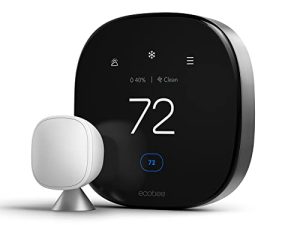 جديد عام 2022! ecobee Smart Thermostat Premium مع Siri و Alexa ومراقب جودة الهواء المدمج والمستشعر الذكي