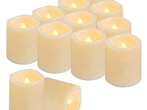 12 قطعة من الشموع النذرية عديمة اللهب بمؤقت تلقائي من Homemory ، شموع إضاءة LED تعمل بالبطارية وميض ، شموع شمع صغيرة كهربائية واقعية لحفلات الزفاف ، طاولة ، خارجية (تشمل البطارية)