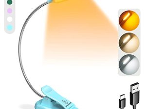 ضوء كتاب Glocusent خفيف الوزن 10 LED للقراءة في السرير ، مصباح قراءة بمشبك للعناية بالعين ، قابل لإعادة الشحن و 80 + ساعة ، 3 سطوع قابل للتعديل و 3 أوضاع ألوان كهرمانية ، مثالي لمحبي الكتب