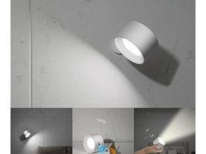 شمعدانات جدارية Kopala LED ، مصابيح مثبتة على الحائط مع بطارية قابلة لإعادة الشحن تعمل بثلاثة درجات حرارة ألوان و 3 مستويات سطوع كرة مغناطيسية تدور 360 درجة ، مصابيح حائط لاسلكية للدراسة بجانب السرير