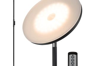 مصباح أرضي JOOFO ، 30W / 2400LM Sky LED Modern Torchiere 3 درجات حرارة ألوان فائقة السطوع مصابيح أرضية - مصباح عمود طويل مع جهاز تحكم عن بعد ولمس لغرفة المعيشة وغرفة النوم والمكتب (أسود)