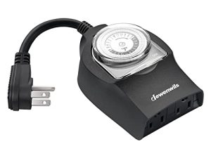 DEWENWILS Christmas Lights Timer Outdoor Waterproof ، قابس لمدة 24 ساعة في مؤقت ميكانيكي ، مفتاح مؤقت قابل للبرمجة شديد التحمل مع منفذين مؤرضين لتزيين الأعياد ، 15A 1 / 2HP UL المدرجة
