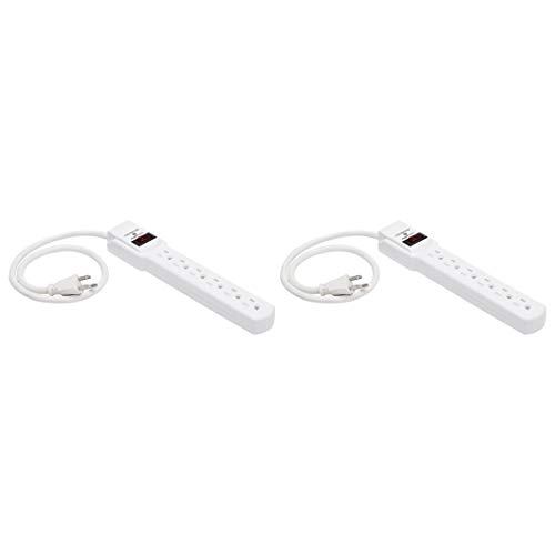 Amazon Basics 6-Outlet ، 200 Joule Surge Protector Power Strip ، 2 قدم ، أبيض - عبوة من قطعتين Amazon Basics 6-Outlet ، 200 Joule Surge Protector Power Strip ، 2 قدم ، أبيض - عبوة من قطعتين