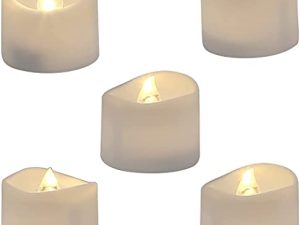شموع أضواء الشاي عديمة اللهب من Homemory ، شموع LED نذرة تعمل بالبطارية تدوم 5 أيام ، 12 قطعة من الشموع المضيئة مع ضوء أبيض دافئ لحفلات الزفاف ، وعيد الحب ، والهالوين ، والكريسماس