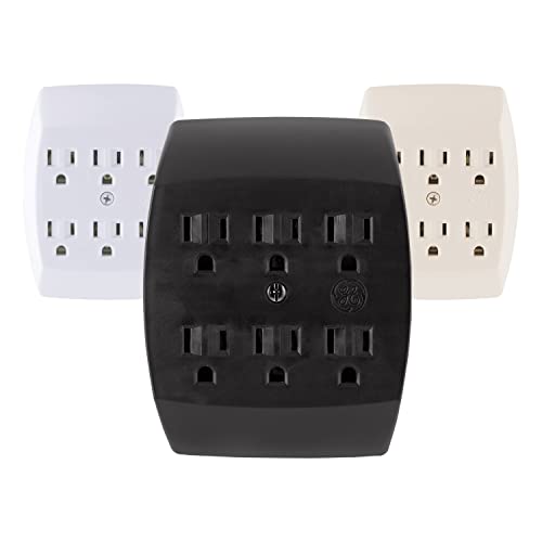 GE 6-Outlet Extender Wall Tap ، محول أرضي ، قاعدة شحن ، 3 فتحات ، تثبيت آمن ، مدرج في قوائم UL ، أسود ، 54840 GE 6-Outlet Extender Wall Tap ، محول أرضي ، قاعدة شحن ، 3 فتحات ، تثبيت آمن ، مدرج في قوائم UL ، أسود ، 54840