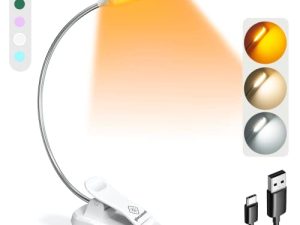 ضوء كتاب Glocusent خفيف الوزن 10 LED للقراءة في السرير ، مصباح قراءة بمشبك للعناية بالعين ، قابل لإعادة الشحن و 80 + ساعة ، 3 سطوع قابل للتعديل و 3 أوضاع ألوان كهرمانية ، مثالي لمحبي الكتب