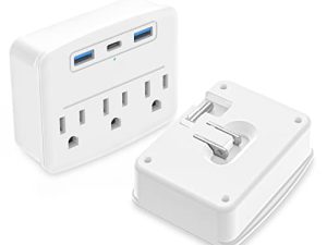 شريط طاقة كروز مكون من قطعتين واقي غير متصاعد قابل للطي مع منافذ USB C إجمالي 3.4A ، مقبس حائط متعدد المكونات ، ملحقات أساسيات الرحلات البحرية ضرورية لسفينة السفر ، المنزل ، اليابان قابلة للتطبيق (قطعتان أبيض)