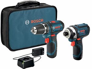 BOSCH CLPK22-120 12V Max Cordless 2-Tool 3/8 in. Drill / Driver و 1/4 in. Impact Driver Combo Kit مع بطاريتين ، شاحن وحقيبة