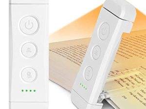 مصباح كتاب Glocusent USB قابل لإعادة الشحن للقراءة في السرير ، مصباح قراءة LED محمول ومشبك ، 3 ألوان كهرمانية و 5 ألوان قابلة للتعتيم ، مدمجة وطويلة الأمد ، مثالية لمحبي الكتب ، والأطفال