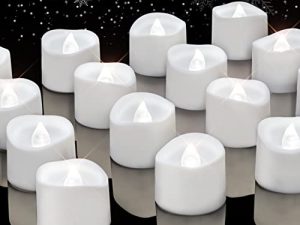 Homemory 48-Pack White Tea Lights شموع تعمل بالبطارية ، مصابيح شاي LED وامضة عديمة اللهب ، شموع نذرية عديمة اللهب طويلة الأمد لديكور المنزل ، ضياء 1-2 / 5 '' ، H 1-1 / 4 "
