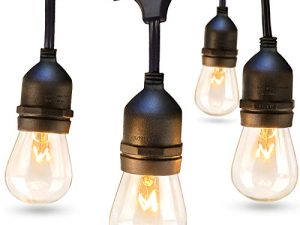 addlon 48 FT Outdoor String Lights التجاري الصف مانعة لتسرب الماء ، 18 لمبات Edison Vintage (3 قطع غيار) ، 15 مقبسًا معلقًا ، مصابيح عيد الميلاد المزخرفة شديدة التحمل المدرجة في ETL لحديقة الفناء
