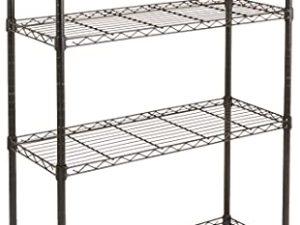 Amazon Basics 4-Shelf قابل للتعديل ، وحدة أرفف تخزين شديدة التحمل (سعة تحميل 350 رطلاً لكل رف) ، رف سلكي منظم فولاذي ، أسود (36 لتر × 14 عرض × 54 ارتفاع)