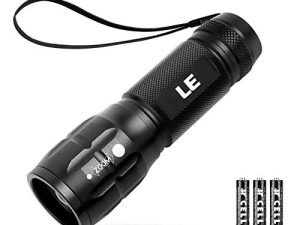 مصابيح يدوية LED LE1000 لومن عالي ، مصباح يدوي صغير ساطع ، قابل للزووم ، مقاوم للماء ، ضوء فلاش سطوع قابل للتعديل للتخييم ، الطوارئ ، هدايا الكريسماس للرجال والنساء ، بطاريات AAA متضمنة