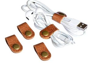 CAILLU Cord Keeper ، منظم الكابلات ، حامل USB ، إدارة الكابلات ، أحزمة الكابلات ، حافظة Earbud ، سماعة رأس ملفوفة ، لفافة سماعة الرأس ، أربطة مشبك سماعة الهاتف ، أداة هدايا جلدية صغيرة 5