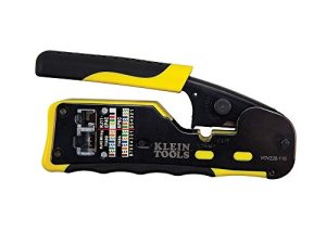Klein Tools VDV226-110 تصعيد كابل البيانات المعياري المكشكش / متجرد الأسلاك / قاطع الأسلاك لمعيار RJ11 / RJ12 ، موصلات RJ45 Pass-Thru