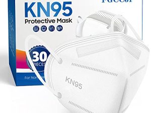 أقنعة وجه KN95 30 قطعة من أقنعة الوجه للاستعمال مرة واحدة معبأة فردية أمان 5 طبقات قابلة للتنفس وأقنعة غبار ترشيح> 95٪ للبالغين الرجال والنساء (أبيض)