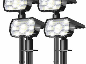 NYMPHY Solar Lights Outdoor Waterproof IP68 ، 56 LED 3 أوضاع إضاءة تعمل بالطاقة الشمسية مصابيح مسار الحدائق لتزيين المناظر الطبيعية الخارجية - 4 عبوات (أبيض بارد)