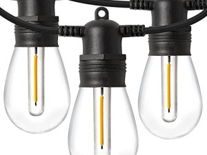 أضواء سلسلة Baxstel LED في الهواء الطلق 27 قدمًا مع 10 لمبات عاكسة للضوء من إديسون عتيقة ومقاومة للكسر وقهوة زخرفية شديدة التحمل وفناء وسوق من الدرجة التجارية