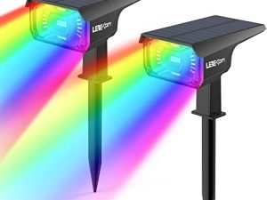 مصابيح إضاءة خارجية تعمل بالطاقة الشمسية من LEREKAM ، 40 مصباح LED متغير اللون RGB ، مصابيح مسار للطاقة الشمسية ، USB ومصابيح كاشفة متعددة الألوان تعمل بالطاقة الشمسية ، 14 لونًا لمصابيح كاشفة تعمل بالطاقة الشمسية لركوب الدراجات في الفناء ، الحديقة ، عبوتان