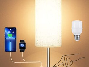 مصابيح طاولة تعمل باللمس لمنضدة غرفة النوم - مصابيح بجانب السرير مع منافذ شحن USB-C USB-A أبيض ، 3 اتجاهات للتحكم في عكس الضوء ، غطاء مصباح قماش صغير ، قاعدة فضية لغرفة النوم والمكتب وغرفة المعيشة والقراءة