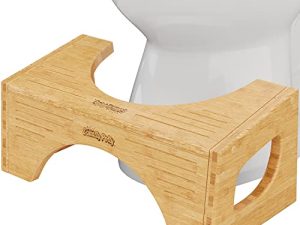مقعد المرحاض الأصلي Squatty Potty - Bamboo Flip ، ارتفاع 7 و 9 بوصات ، بني