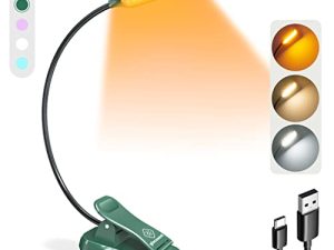 ضوء كتاب Glocusent خفيف الوزن 10 LED للقراءة في السرير ، مصباح قراءة بمشبك للعناية بالعين ، قابل لإعادة الشحن و 80 + ساعة ، 3 سطوع قابل للتعديل و 3 أوضاع ألوان كهرمانية ، مثالي لمحبي الكتب