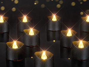 12 عبوة من شموع مصابيح الشاي الأسود من Homemory تعمل بالبطارية ، مصابيح شموع الهالوين للشاي ، شموع سوداء وامضة عديمة اللهب ، مثالية لتزيين الأعياد ، حفلة ذات طابع خاص ، ضياء 1-2 / 5 "x H 1-1 / 4"