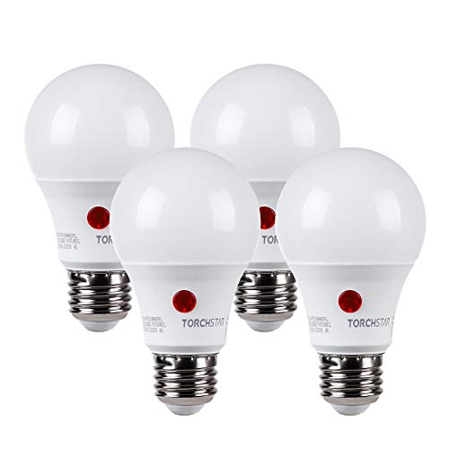 TORCHSTAR Dusk to Dawn Light Bulb Bulb ، Sensor A19 LED Light Bulb ، UL & Energy Star المدرجة ، 9W (60W Eqv.) ، 800lm ، تشغيل / إيقاف تلقائي أوتوماتيكي للإضاءة الخارجية ، 5000K ضوء النهار ، عبوة من 4 TORCHSTAR Dusk to Dawn Light Bulb Bulb ، Sensor A19 LED Light Bulb ، UL & Energy Star المدرجة ، 9W (60W Eqv.) ، 800lm ، تشغيل / إيقاف تلقائي أوتوماتيكي للإضاءة الخارجية ، 5000K ضوء النهار ، عبوة من 4