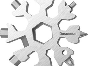 Desuccus 18-in-1 Snowflake Multi Tool ، فتاحة زجاجات / مجموعة مفك براغي فيليبس مسطحة / مفتاح ربط ، حشوات تخزين للرجال (قياسي من الفولاذ المقاوم للصدأ)