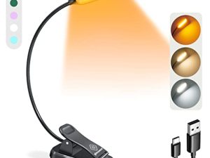 ضوء كتاب Glocusent خفيف الوزن 10 LED للقراءة في السرير ، مصباح قراءة بمشبك للعناية بالعين ، قابل لإعادة الشحن و 80 + ساعة ، 3 سطوع قابل للتعديل و 3 أوضاع ألوان كهرمانية ، مثالي لمحبي الكتب