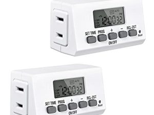 BN-LINK Digital Timer Outlet 24-Hour Programmable Digital Outlet Timer 2 Pack 2 On / Off Off Programs 2-Prong Mini Indoor Easy Set Plug-in for Lights مصابيح المراوح بدقة 8A / 1000W 1 / 3HP