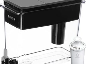موزع فلتر مياه Brita XL للصنبور ومياه الشرب مع فلتر بديل واحد ، سعة 27 كوب ، هدية الكريسماس للرجال والنساء ، خالية من BPA ، أسود