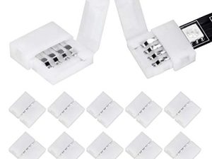 WENHSIN 10 Packs 4-Pin RGB LED Light Strip موصلات 10 مللي متر غير سلكي Gapless Solderless محول تمديد طرفي لشريط LED متعدد الألوان SMD 5050 (10 Pack 4PIN RGB موصل)