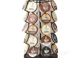 دائري Nifty Coffee Pod - متوافق مع أكواب K-Cup ، تخزين 35 علبة ، يدور 360 درجة ، منصة Lazy Susan ، تصميم أسود حديث ، منظم مطبخ منزلي أو مكتبي