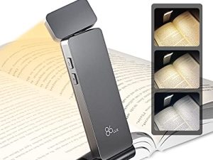 مصباح قراءة 86lux ، مصباح كتب قابل لإعادة الشحن للقراءة في السرير ، مصباح إشارة مرجعي LED بمشبك فائق الخفة مع 3 ألوان كهرمانية وتعتيم بدون خطوات للقراءة الليلية لمحبي الكتب ، والأطفال ، رمادي