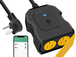 قابس ذكي خارجي ، منفذ واي فاي خارجي من Etekcity مزود بمقبسين ، يعمل مع Alexa & Google Home ، جهاز تحكم عن بعد لاسلكي ، وظيفة مراقبة الطاقة والمؤقت ، IPX4 مقاوم للماء ، FCC و ETL مدرج