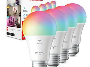 Sengled Smart Bulb ، لمبات إضاءة WiFi ، لمبة إضاءة متغيرة اللون ، مصابيح إضاءة ذكية تعمل مع Alexa & Google Assistant ، A19 RGB لمبة أليكسا لا تتطلب محورًا ، 60 وات ما يعادل 800LM CRI> 90 ، 4 عبوات