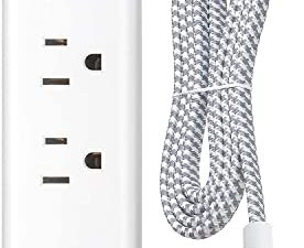 قطاع الطاقة مع USB - 2 منافذ 3 منافذ شحن USB (3.1A ، 15 واط) ، محطة شحن سطح المكتب مع سلك تمديد مضفر بطول 5 أقدام ، قابس مسطح ، شريط طاقة للسفر للرحلات البحرية ، المكتب المنزلي ، مدرج في ETL