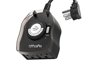 منفذ مؤقت خارجي TiFFCOFiO ، مؤقت خارجي ميكانيكي لمدة 24 ساعة للضوء ، مؤقت ضوء الكريسماس مقاوم للعوامل الجوية الخارجية ، منفذين مؤرضين للمنزل والحديقة ، 15A 1 / 2HP ، شديد التحمل ، مدرج في CSA