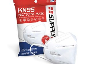 SupplyAID RRS-KN95-5PK KN95 قناع وجه للحماية من الغبار وحبوب اللقاح ومضاد الضباب PM2.5 ، 5 عبوات ، أبيض