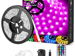 Lepro RGB LED Strip Lights Kit ، شريط إضاءة LED مرن 16.4ft 24V ، 5050 SMD LED ، ضوء حبل متغير اللون مع وحدة تحكم عن بعد ومصدر طاقة 24 فولت للإضاءة الخلفية للتلفزيون ، المنزل ، المطبخ ، غرفة النوم