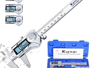Kynup Digital Caliper ، أداة قياس 6 بوصة مع الفولاذ المقاوم للصدأ ، تصميم حماية IP54 مقاوم للرذاذ ، تبديل سهل من بوصة متري ، شاشة LCD كبيرة (150 مم)