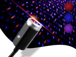 مصباح ليلي نجمي USB من Aevdor ، 3 ألوان - 7 أوضاع إضاءة ، أضواء نجمية لسقف السيارة ، ديكور ضوء نجمة رومانسي قابل للتعديل لغرفة النوم والحفلات والسقف الداخلي للسيارة والتوصيل والتشغيل (أزرق وأحمر)