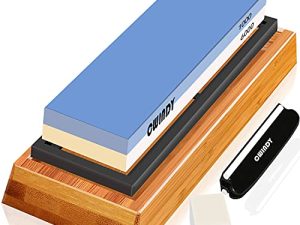 مجموعة أحجار شحذ من Whetstone مزدوجة الجوانب 1000/6000 حصى احترافية مبراة سكين حجر مشحذ مجموعة الحجر الرطب مانعة للانزلاق دليل زاوية قاعدة الخيزران ، وحجر الإصلاح