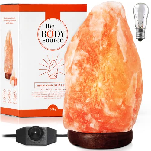 مصباح ملح الهيمالايا من Body Source 10-12 بوصة (11-15 رطلاً) مع مفتاح باهتة - طبيعي بالكامل ومصنوع يدويًا بقاعدة خشبية ومصباح إضافي مصباح ملح الهيمالايا من Body Source 10-12 بوصة (11-15 رطلاً) مع مفتاح باهتة - طبيعي بالكامل ومصنوع يدويًا بقاعدة خشبية ومصباح إضافي